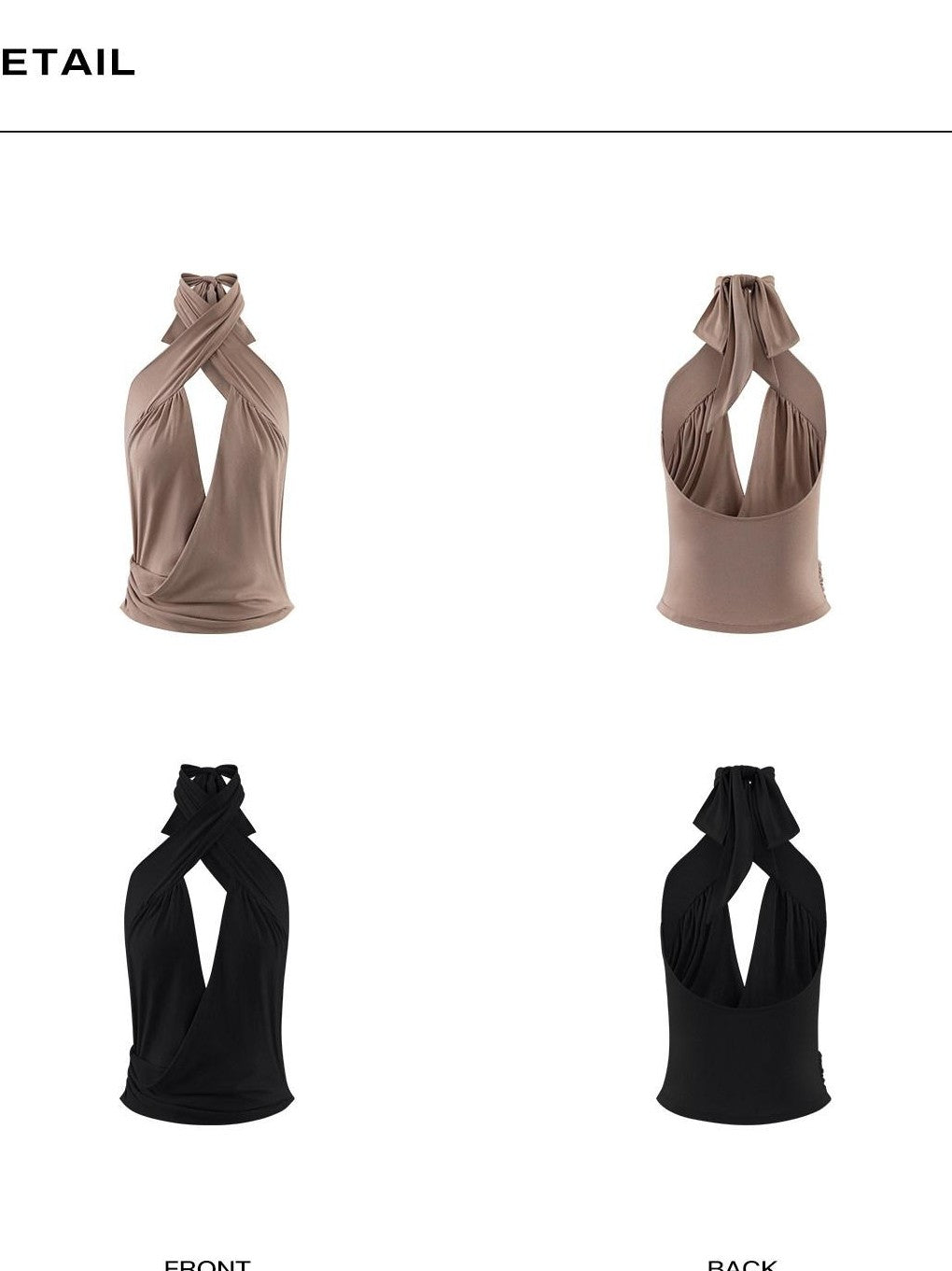rovente Two Tone Crisscross Cutout Backless Sleeveless Women's Halter Tops