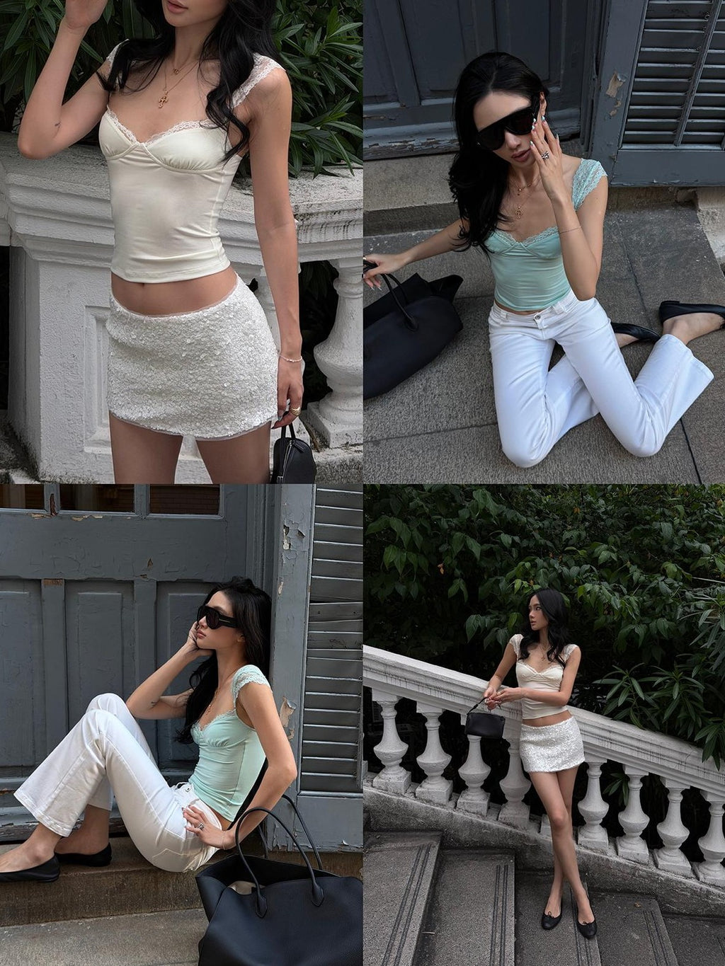 rovente Two Tone Lace Trim Lyocell Slim Fit Women's Camisoles