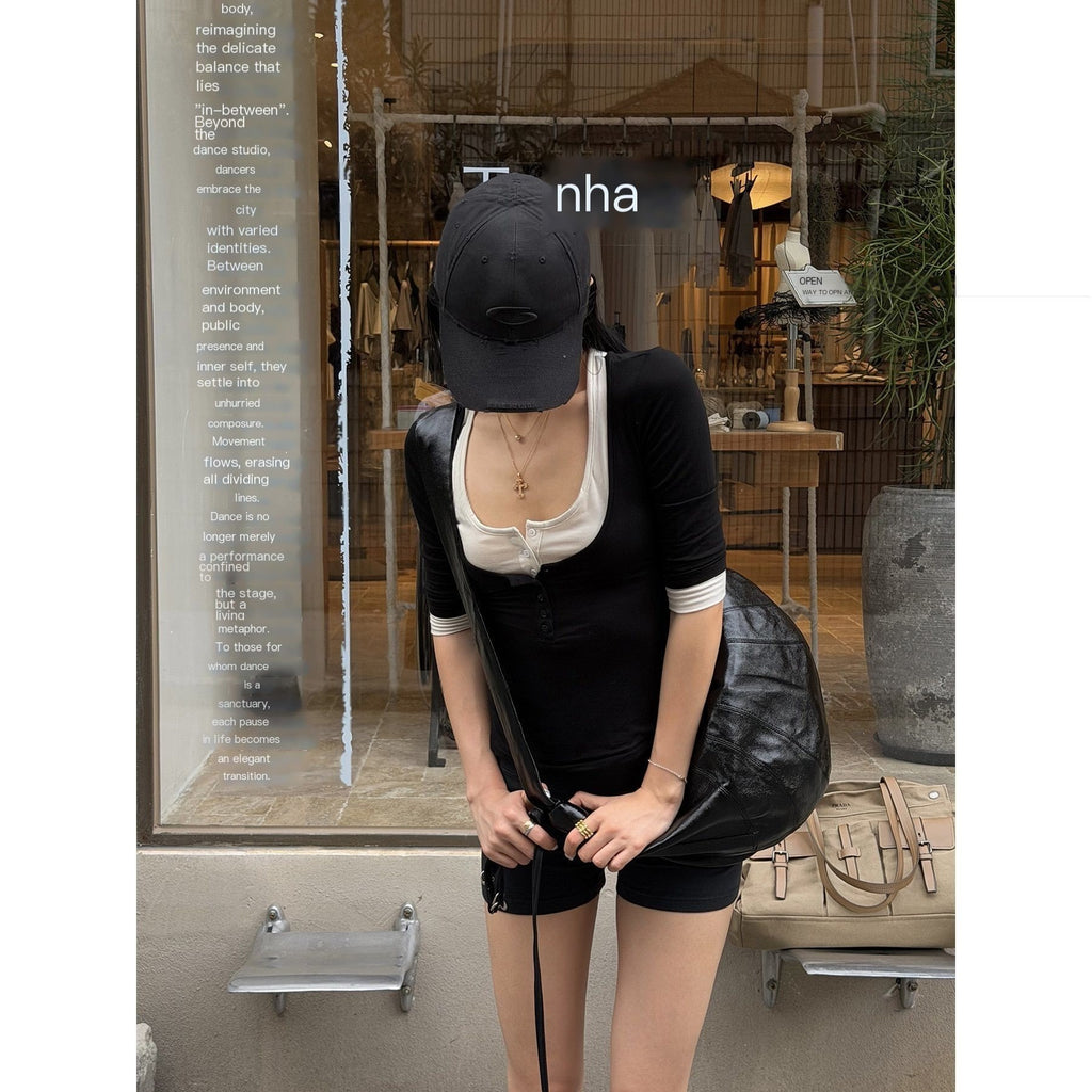 rovente_Two_Tone_Spliced_Layered_Button_U_Neck_Slim_Women's_Tencel_Short_Sleeve_T-shirts_1063272139201_MISSTT