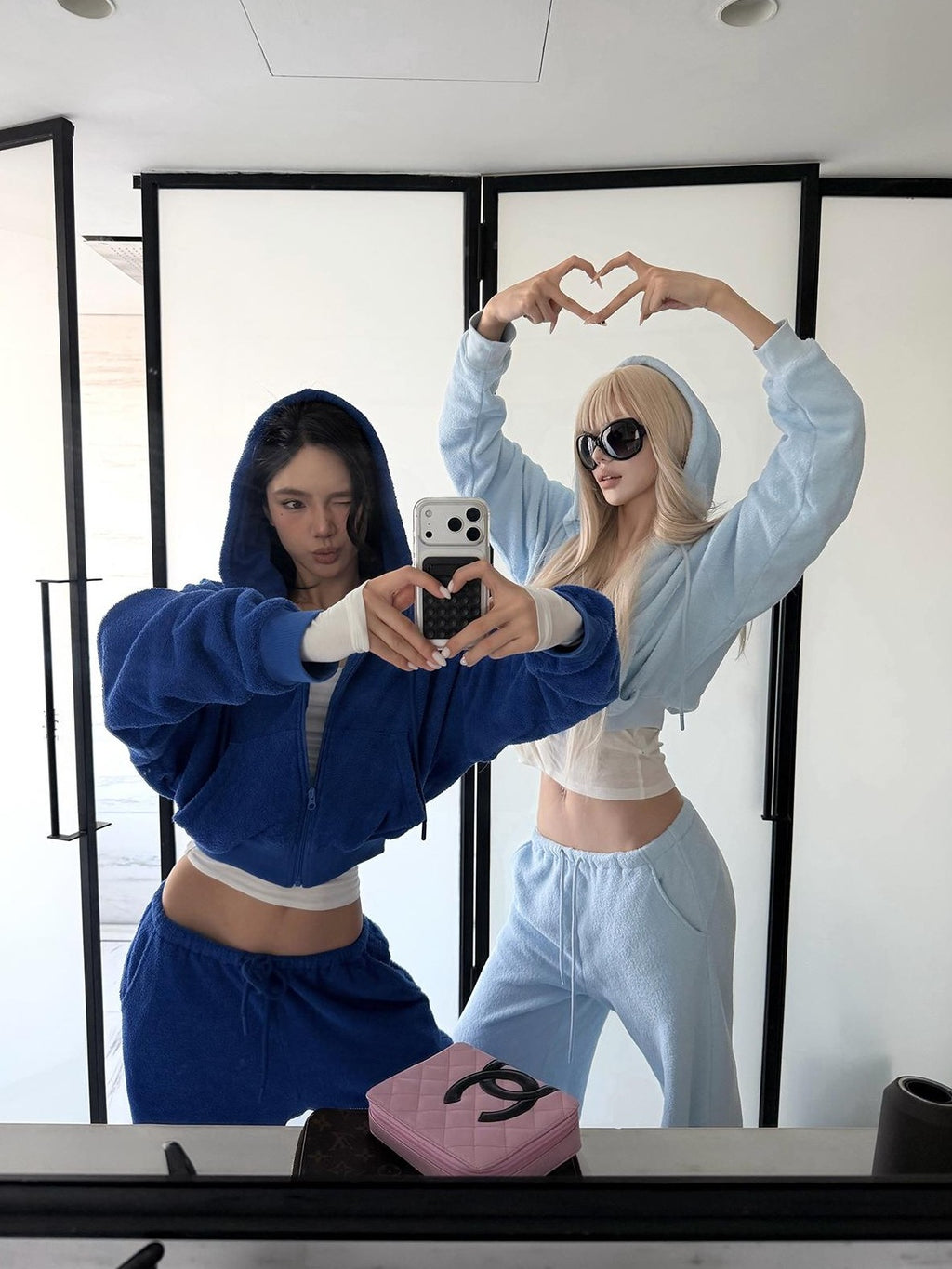 rovente Two Tone Zip Hoodie Slim Fit Long Pants Women's Tracksuit Sets