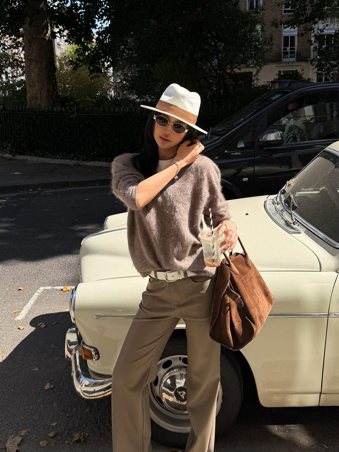 rovente V-neck Solid Knit Loose Fit Warm Wool Cashmere Women's Sweaters
