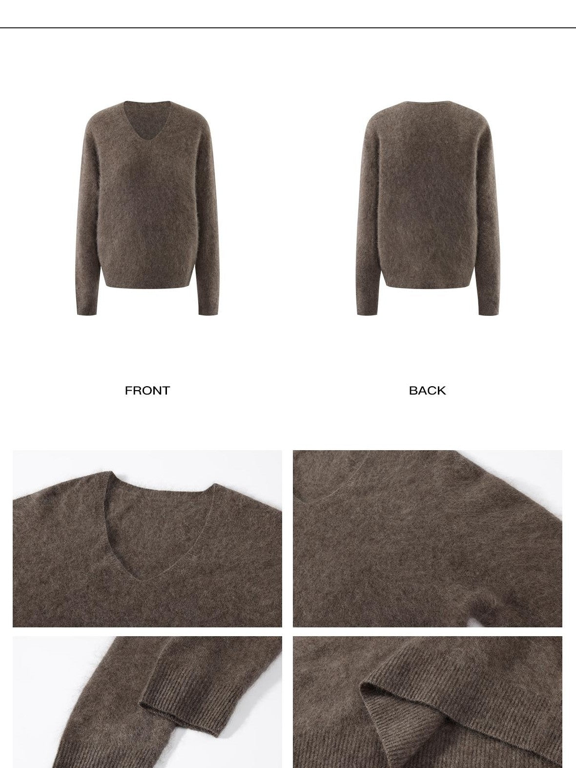 rovente V-neck Solid Knit Loose Fit Warm Wool Cashmere Women's Sweaters