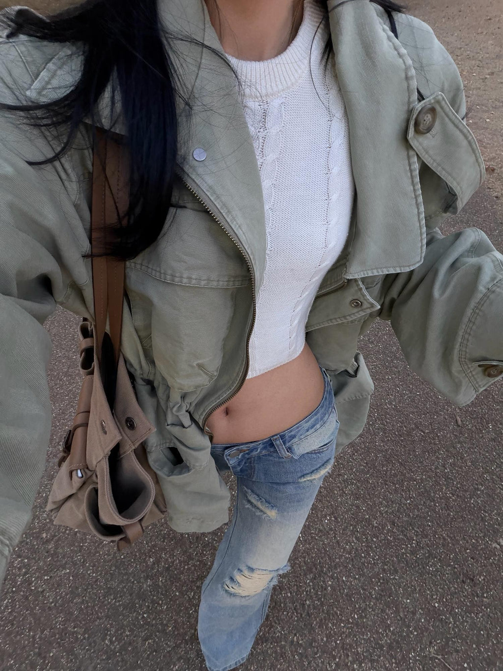 rovente Washed Blue Distressed Low Rise Loose Women's Cotton Ripped Jeans