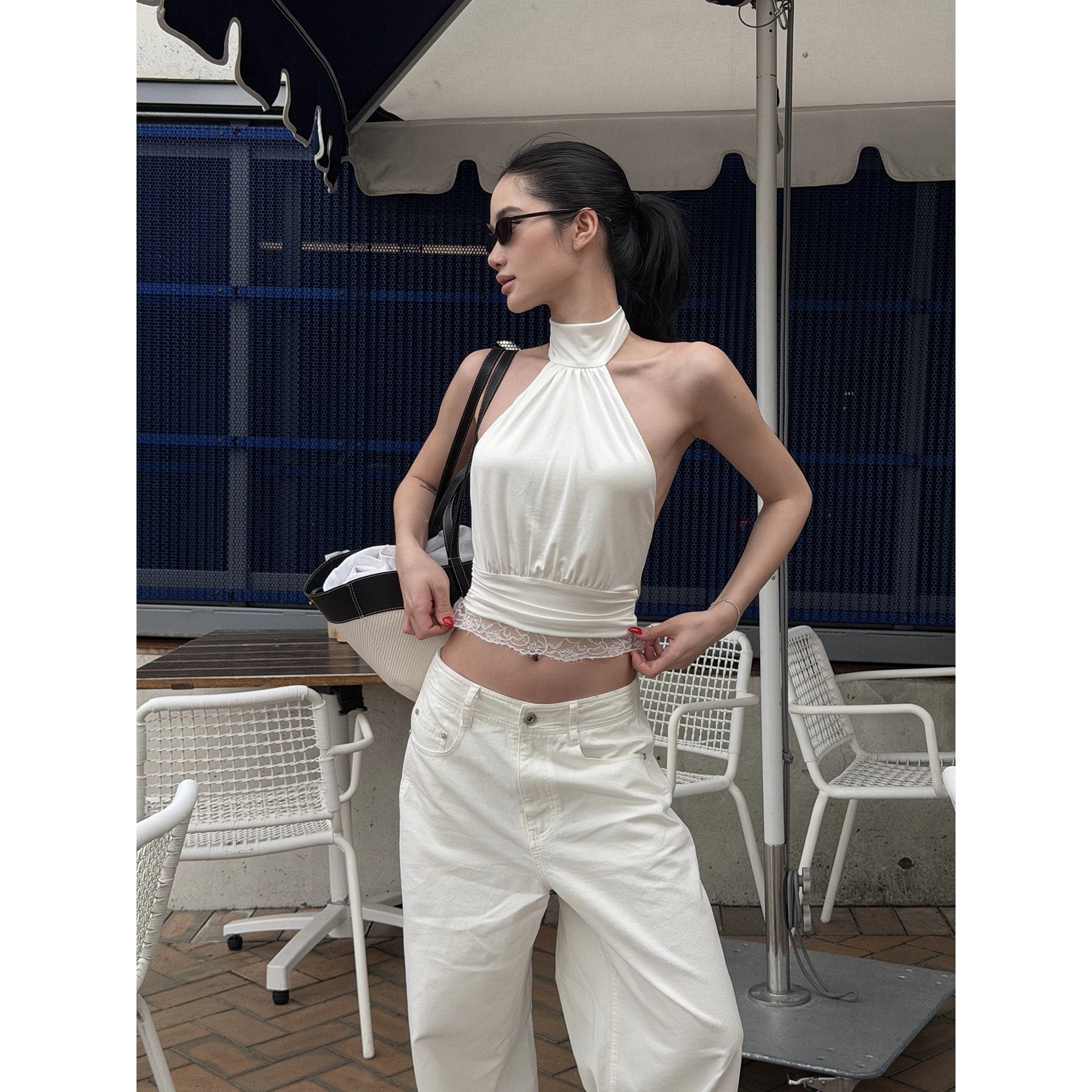 rovente_White_Lace_Stand_Collar_Slim_Cropped_Women's_Acetate_High_Stretch_Halter_Tops_1030884817115_MISSTT