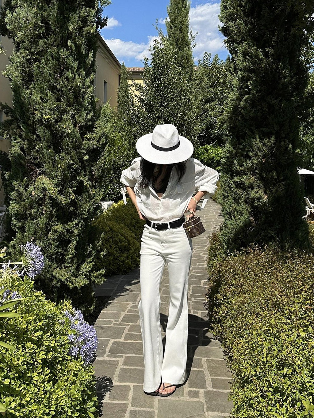 rovente White Leg Lengthening American Micro Flare Slim Fit Women's Denim Flare Jeans