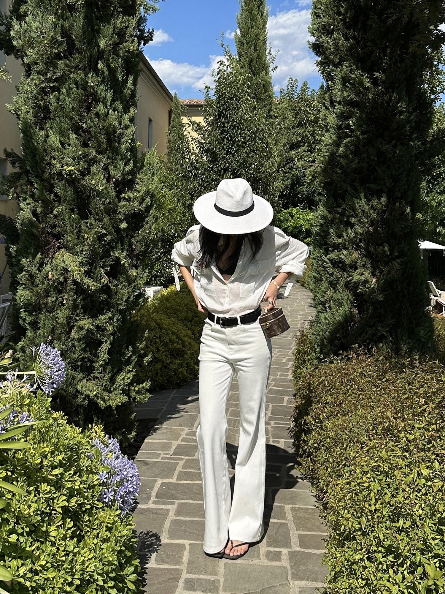 rovente White Leg Lengthening American Micro Flare Slim Fit Women's Denim Flare Jeans