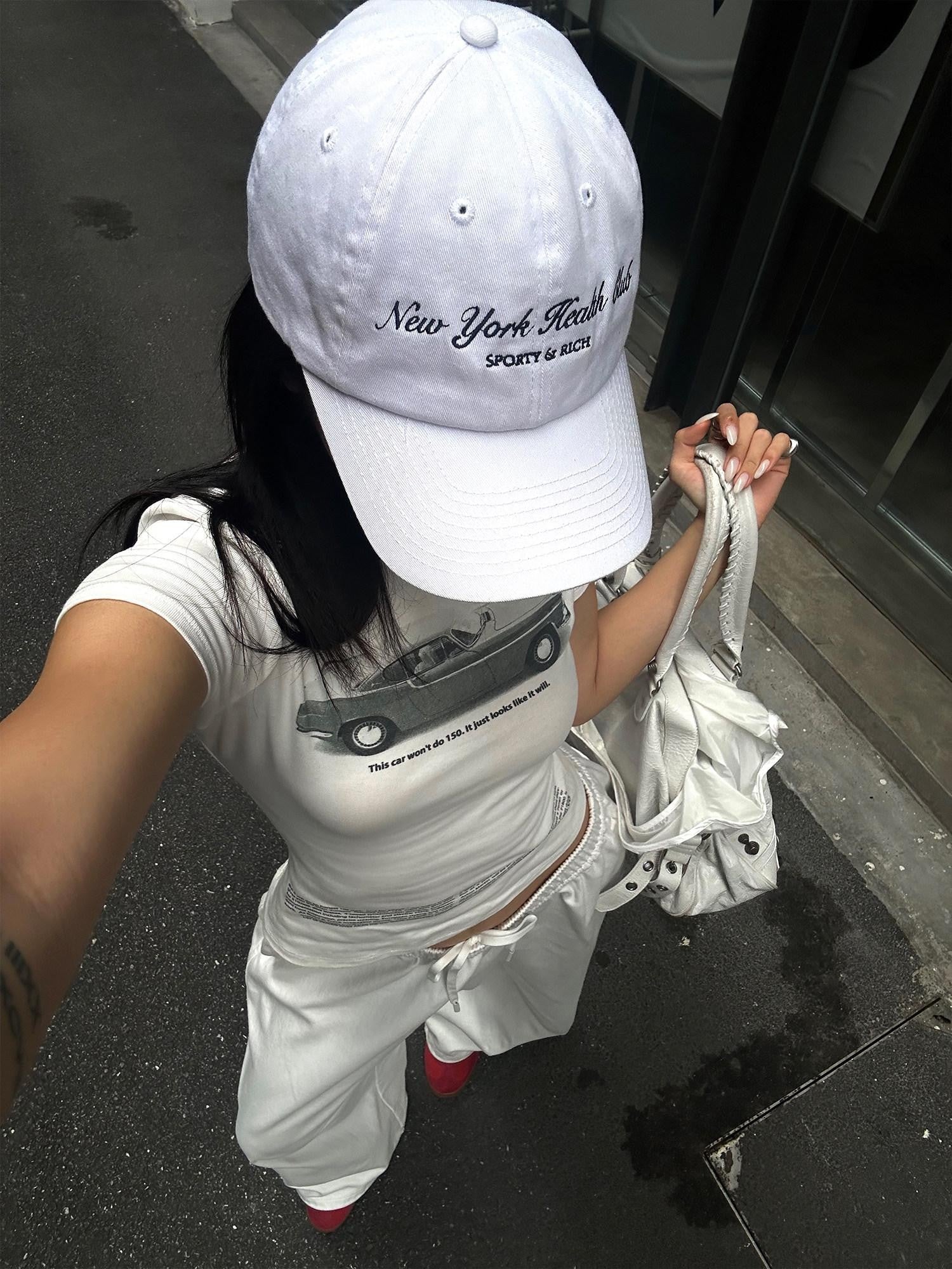 rovente White Printed Round Neck Short Sleeve Women's Stretch Slim T-shirts