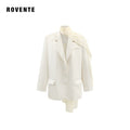 rovente_White_Ribbon_Tie_Padded_Shoulder_Loose_Casual_Women's_Polyester_Blend_Blazers_970876323858_MISSTT