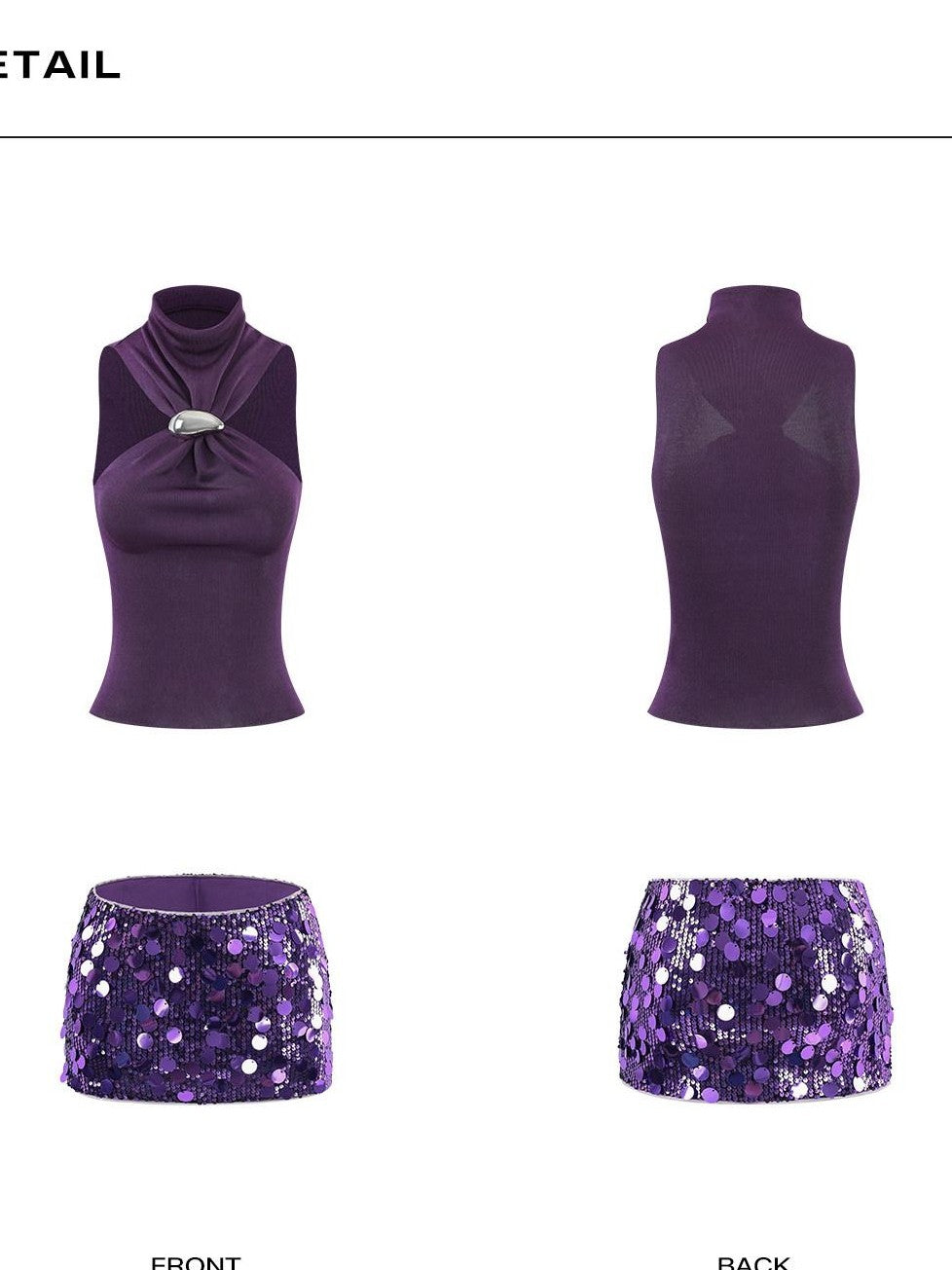 rovente Wild Violet High Neck Halter Waist Cinch Off Shoulder Women's Halter Tops
