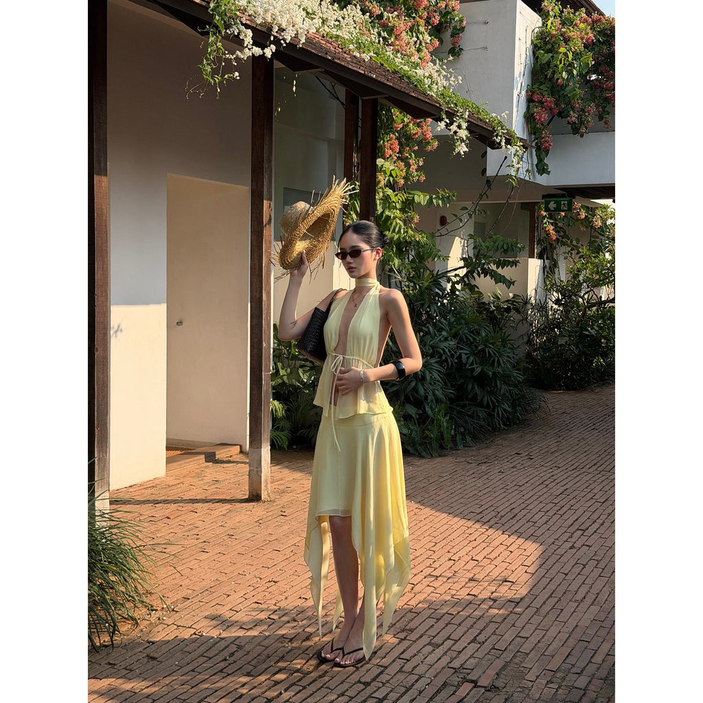 rovente_Yellow_Deep_V-neck_Sleeveless_Asymmetric_Two_Piece_Women's_Matching_Skirt_Sets_1038298105360_MISSTT