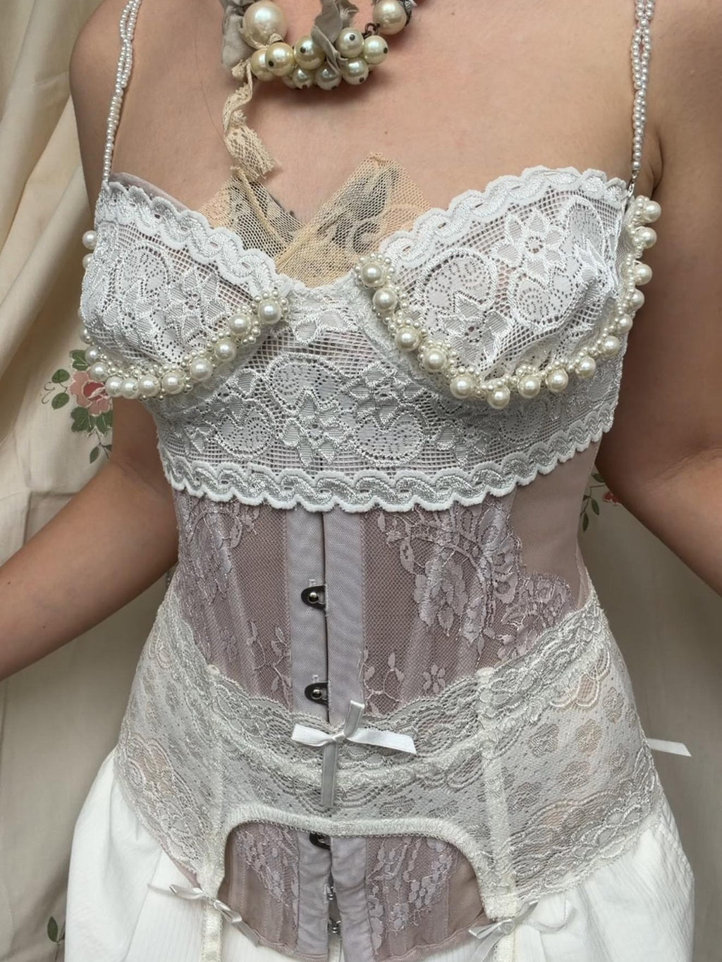 tattletale Baroque Lace Pearl Underwire Trim Women's Polyamide Elastane Blend Camisoles