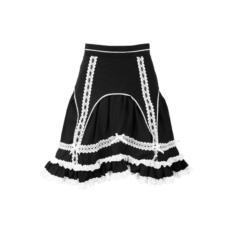 tattletale_Black_Lace_Square_Neck_Fitted_Puff_Elbow_Women's_Cotton_Matching_Skirt_Sets_734411205834_MISSTT