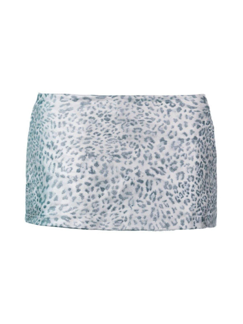 tattletale Silver Foil Leopard Ultra Short Mid Waist Bodycon Women's Denim Skorts